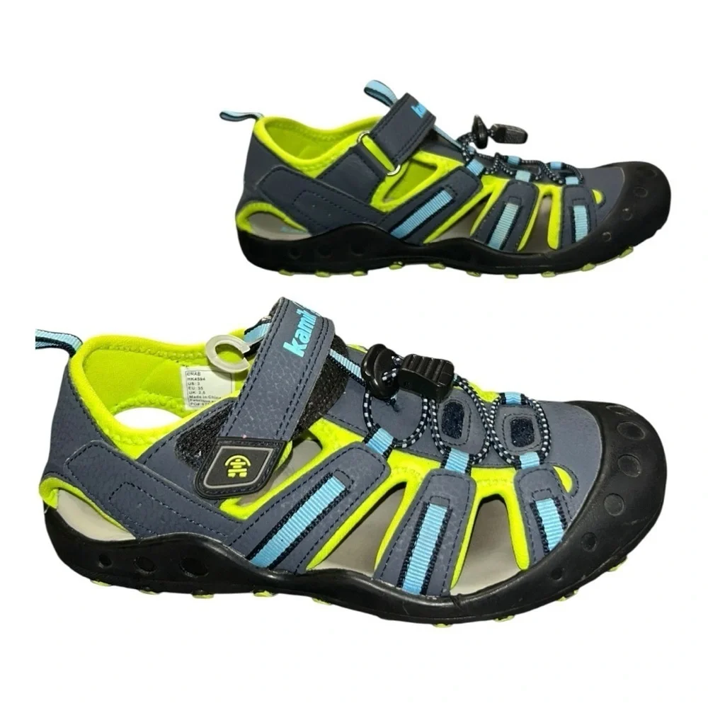 Kamik Kids' Gray and Green Outdoor Sandals size CLOSED-TOE SANDALS CRAB size 3